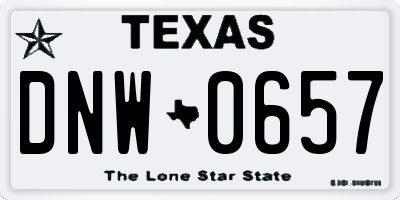 TX license plate DNW0657