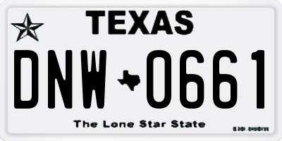 TX license plate DNW0661