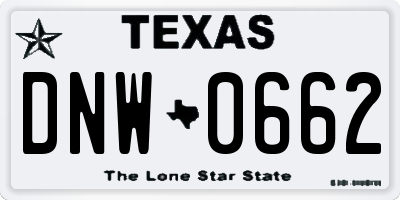 TX license plate DNW0662