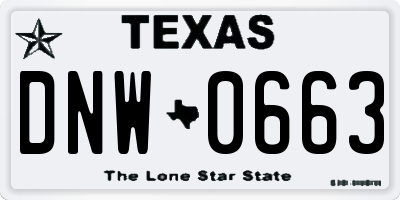 TX license plate DNW0663