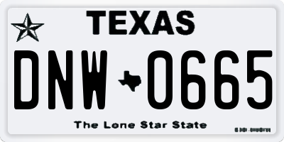 TX license plate DNW0665