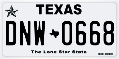 TX license plate DNW0668