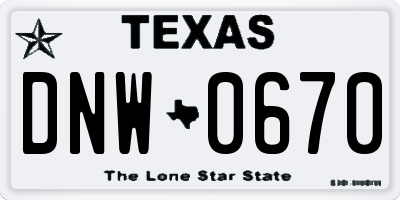 TX license plate DNW0670