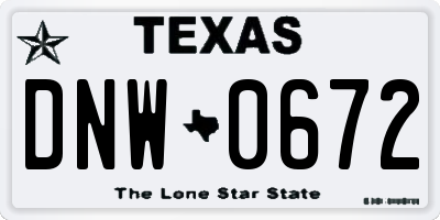 TX license plate DNW0672