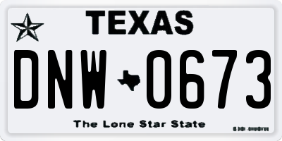 TX license plate DNW0673