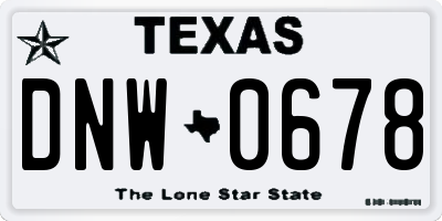 TX license plate DNW0678