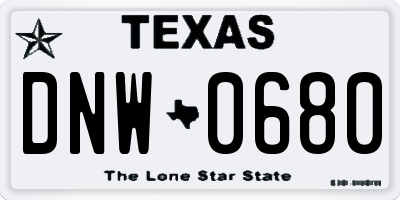 TX license plate DNW0680