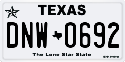TX license plate DNW0692