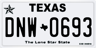 TX license plate DNW0693
