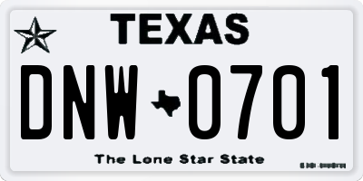 TX license plate DNW0701