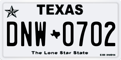 TX license plate DNW0702