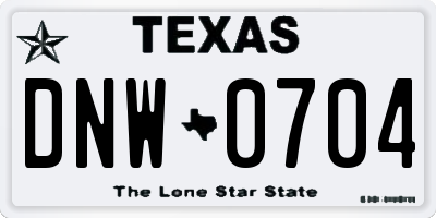 TX license plate DNW0704