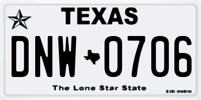 TX license plate DNW0706