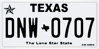 TX license plate DNW0707