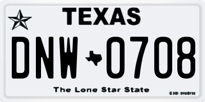 TX license plate DNW0708