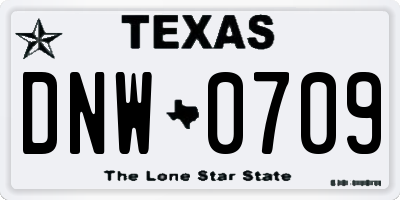 TX license plate DNW0709
