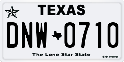TX license plate DNW0710