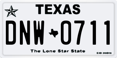 TX license plate DNW0711