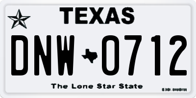 TX license plate DNW0712