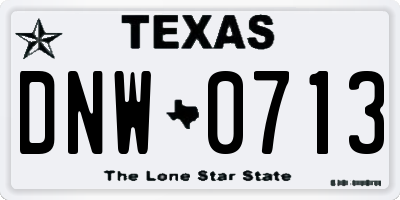 TX license plate DNW0713