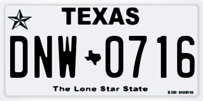 TX license plate DNW0716