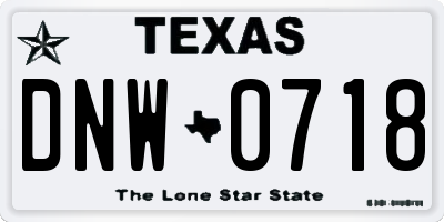 TX license plate DNW0718