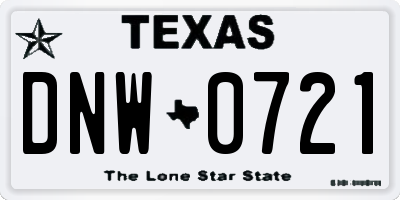 TX license plate DNW0721