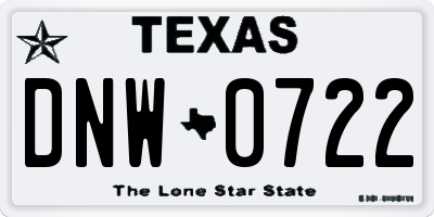 TX license plate DNW0722