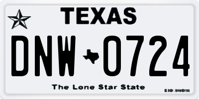TX license plate DNW0724