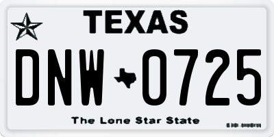 TX license plate DNW0725