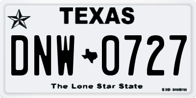 TX license plate DNW0727
