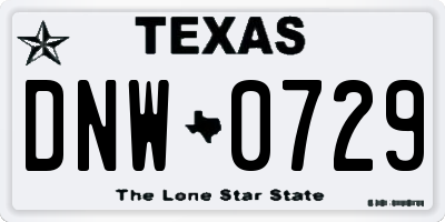 TX license plate DNW0729
