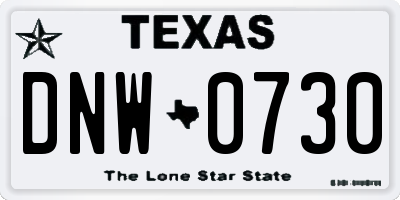 TX license plate DNW0730