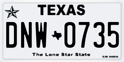 TX license plate DNW0735