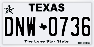 TX license plate DNW0736