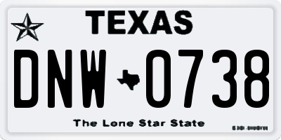 TX license plate DNW0738