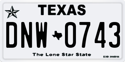 TX license plate DNW0743