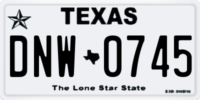 TX license plate DNW0745