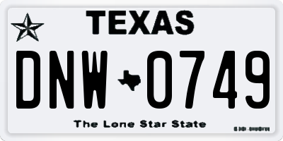 TX license plate DNW0749