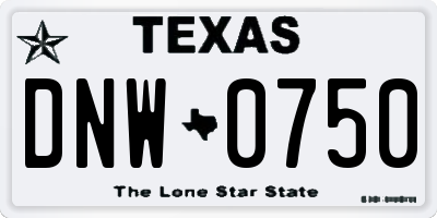 TX license plate DNW0750