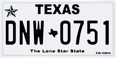 TX license plate DNW0751