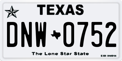 TX license plate DNW0752