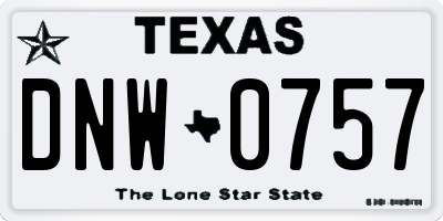 TX license plate DNW0757