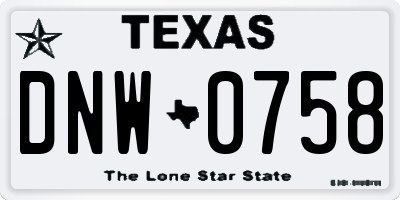 TX license plate DNW0758