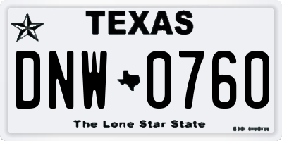 TX license plate DNW0760