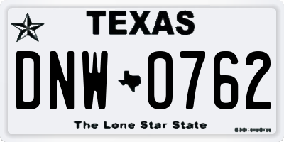 TX license plate DNW0762