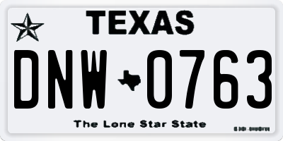 TX license plate DNW0763