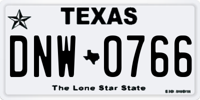 TX license plate DNW0766