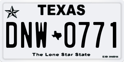 TX license plate DNW0771