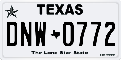 TX license plate DNW0772